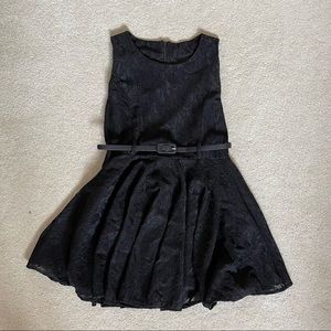 Black Lace Fit & Flare Dress with Belt